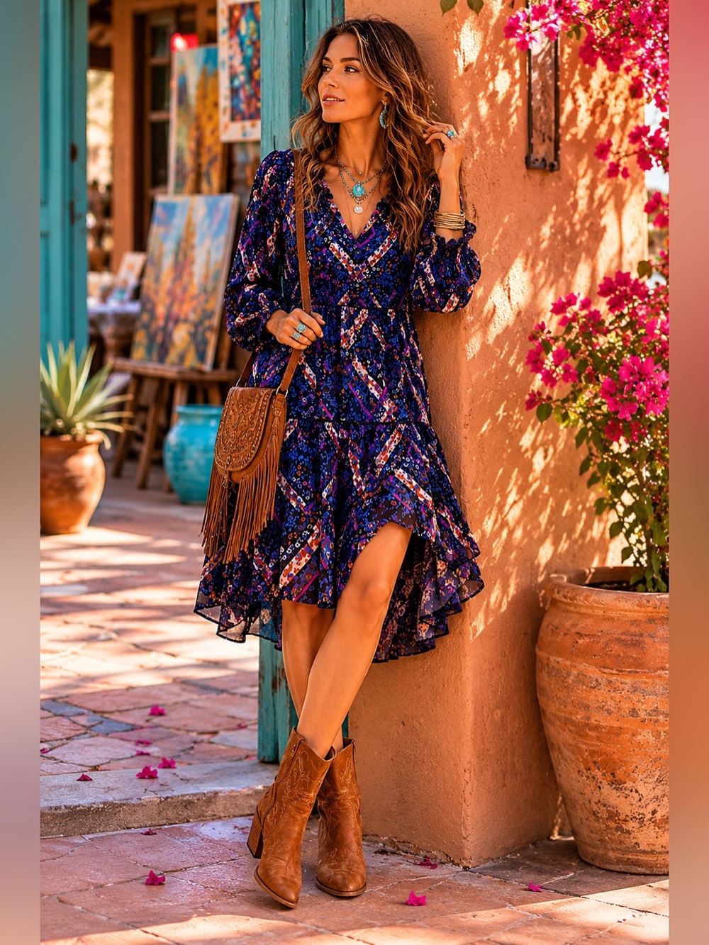 Super Natural Secret Mission Revolve Boho Mini Dress Medium Smocked Floral NWOT